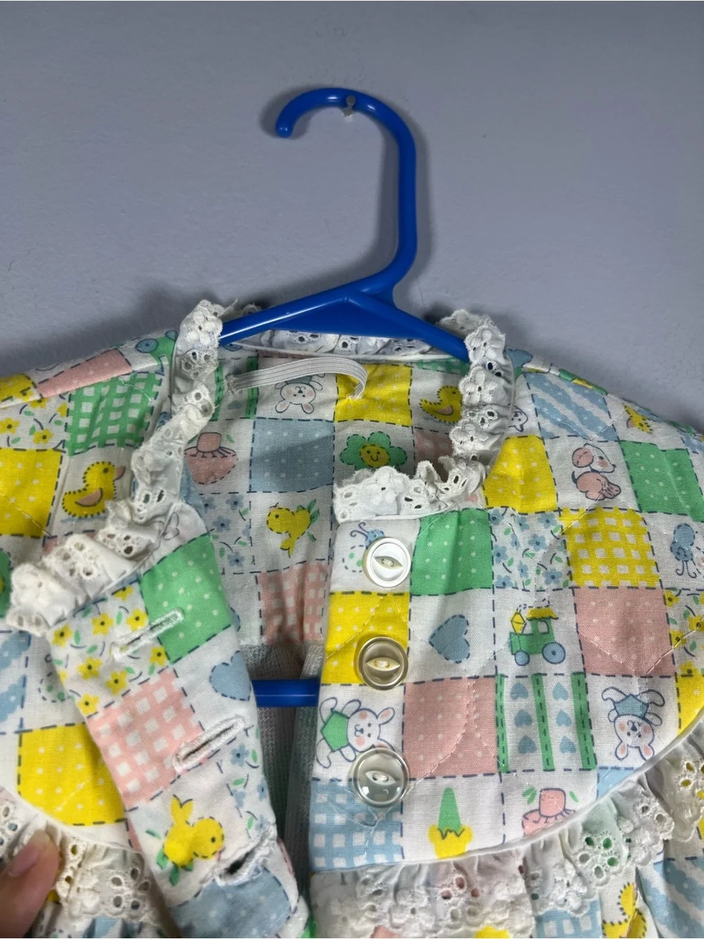 Handmade Vintage Button Up Baby Print House Coat Dress Toddler Girl